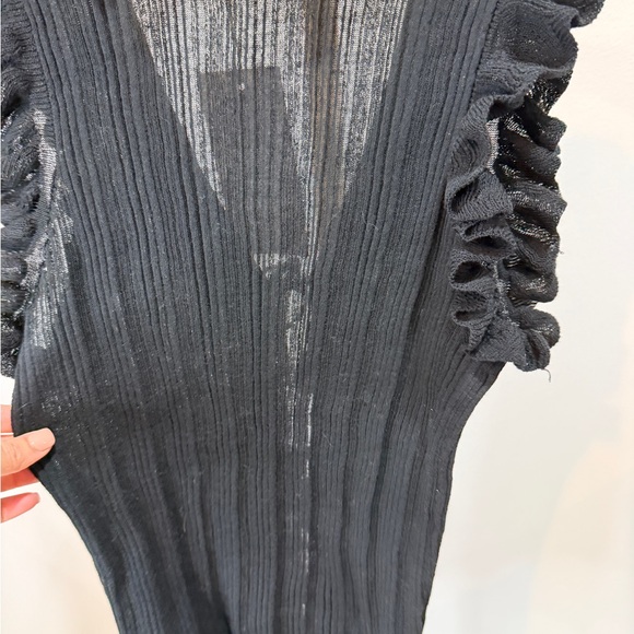 Zara Black Ruffle-Front Knit Top - Picture 7 of 8